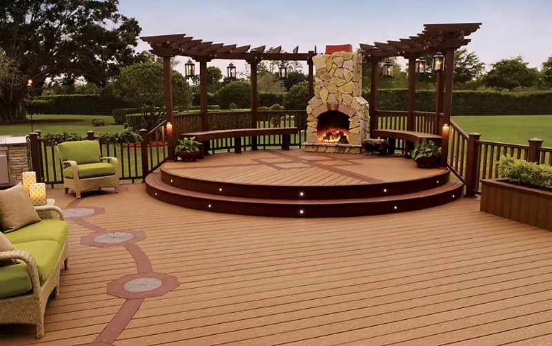 Trex Accents Medallions Fireplace Pergola